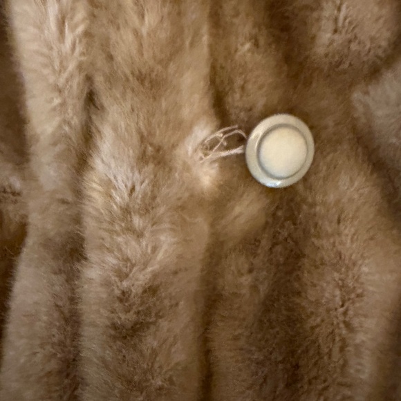Vintage Faux Fur Brown Mink Button Jacket Coat Small - Picture 14 of 15